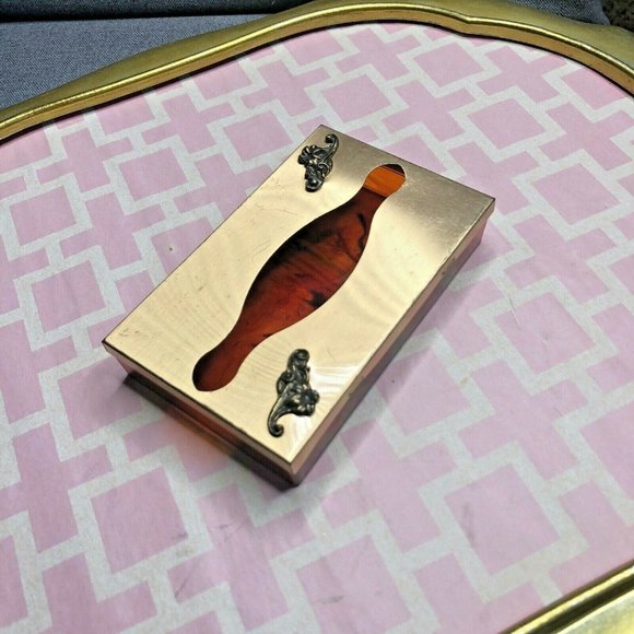 Gold Tone Other - Vintage Gold Tone Brass tortoise plastic tissue